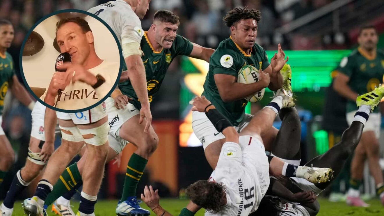Springboks front rower Zach Porthen and an inset of All Blacks legend Kieran Read.