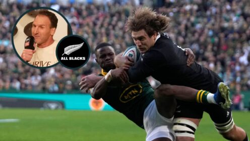 All Blacks flanker Ethan Blackadder and an inset of ex-captain Kieran Read.