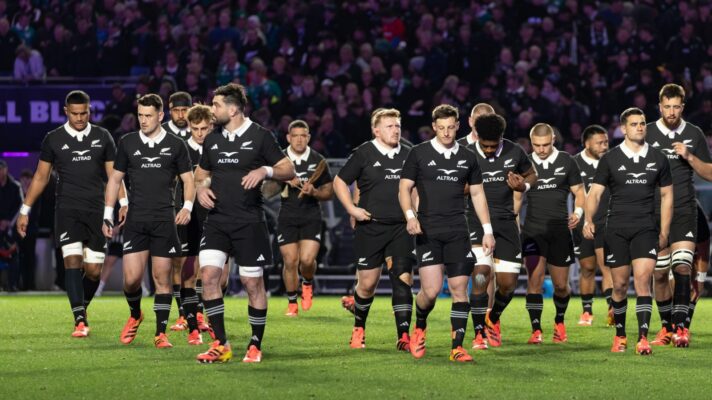 All Blacks players gather for a haka in 2026