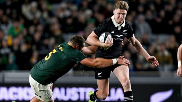 Jordie Barrett carrying into contact v Springboks