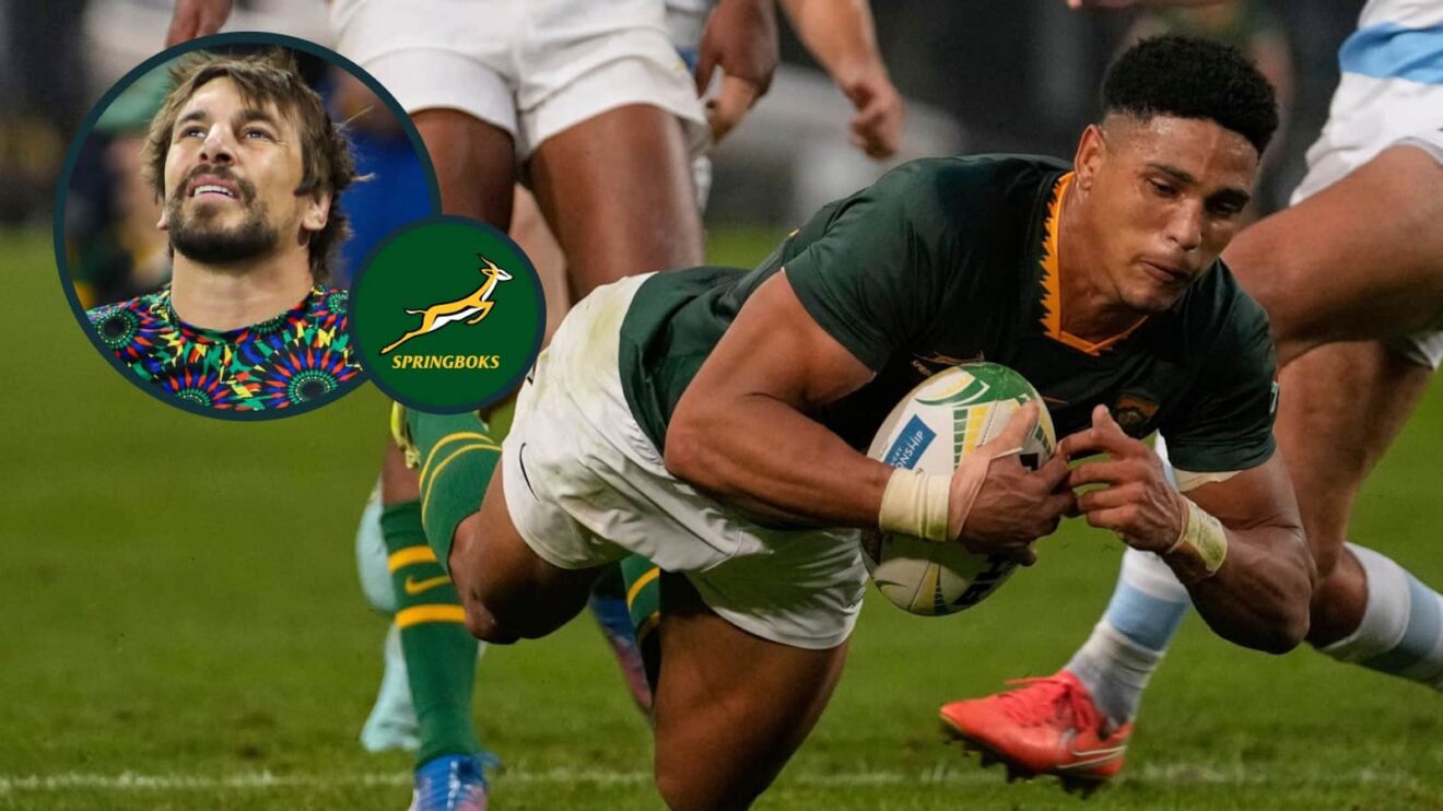 Springboks duo Sacha Feinberg-Mngomezulu and Eben Etzebeth (inset), who have both returned from injury.