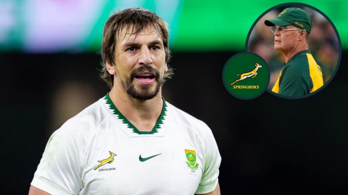 Springboks lock Eben Etzebeth and head coach Rassie Erasmus (inset).