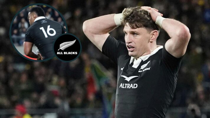 Beauden Barrett and Samisoni Taukei'aho (inset) in action for the All Blacks.