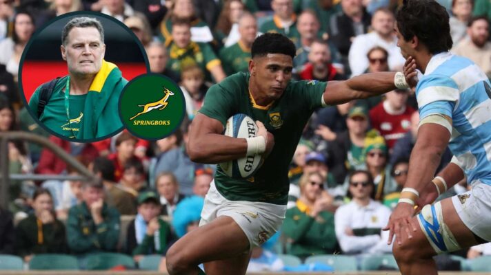 Springboks taking on Argentina and South Africa head coach Rassie Erasmus (inset).