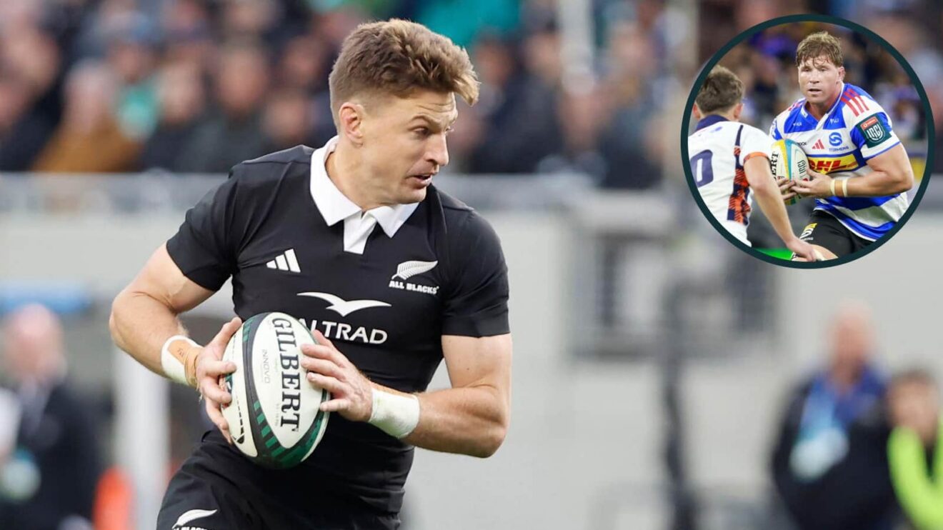 All Blacks veteran Beauden Barrett and an inset of Stormers forward Evan Roos.
