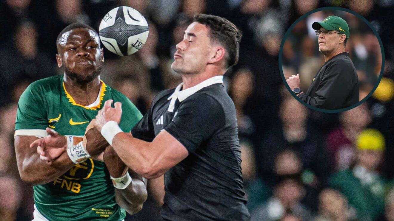 Springboks and All Blacks going head-to-head, and South Africa boss Rassie Erasmus (inset).