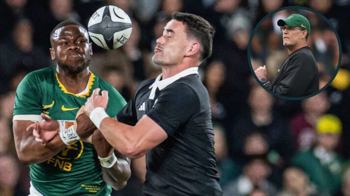Springboks and All Blacks going head-to-head, and South Africa boss Rassie Erasmus (inset).
