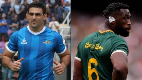 Argentina captain Pablo Matera and Springboks skipper Siya Kolisi.