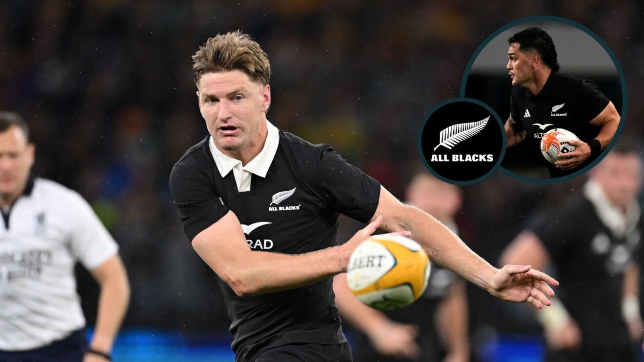 A two layered image of Jordie Barrett (left) and Quinn Tupaea (right)