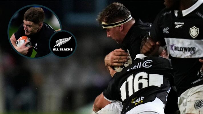 Sharks and All Blacks going head-to-head and Jordie Barrett scoring a try (inset).