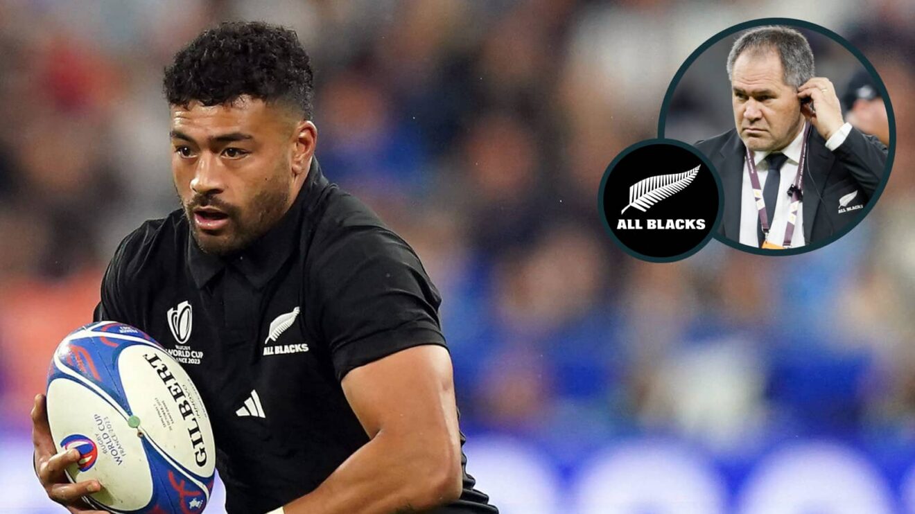 All Blacks fly-half Richie Mo'unga and head coach Dave Rennie (inset).