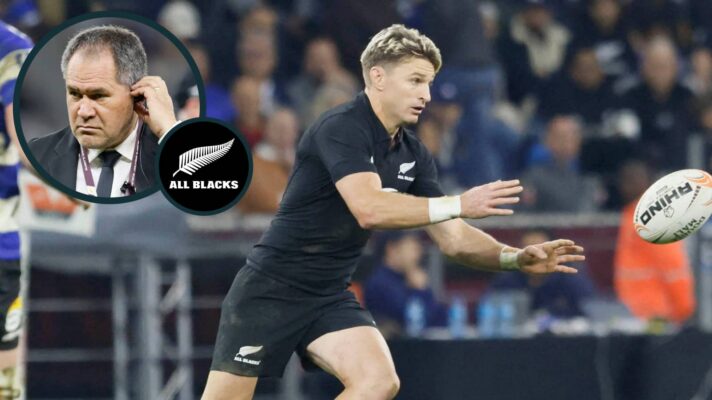 All Blacks playmaker Beauden Barrett and an inset of head coach Dave Rennie.