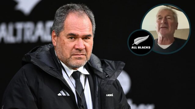 All Blacks head coach Dave Rennie and former New Zealand number eight Murray Mexted (inset).