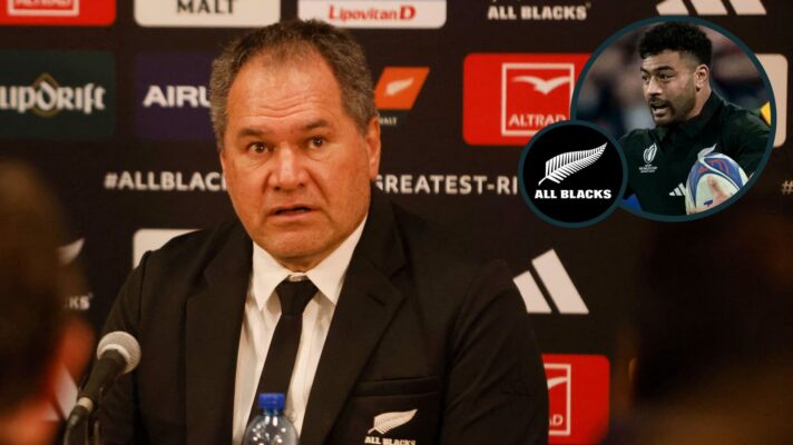 All Blacks head coach Dave Rennie and fly-half Richie Mo'unga (inset).