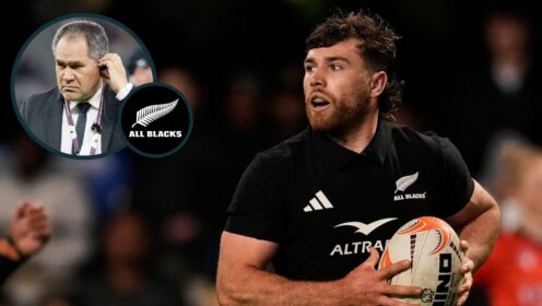 All Blacks scrum-half Kyle Preston and an inset of head coach Dave Rennie.