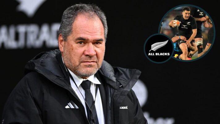 All Blacks head coach Dave Rennie and his side in action against the Bulls (inset).