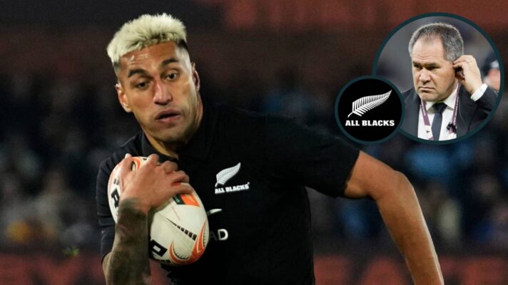 All Blacks back Rieko Ioane and head coach Dave Rennie (inset).