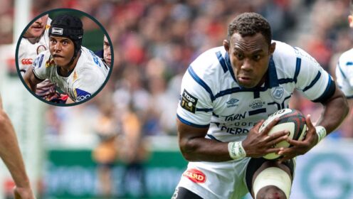 A two layered image of Leone Nakarawa (right) and Treyvon Pritchard (left)