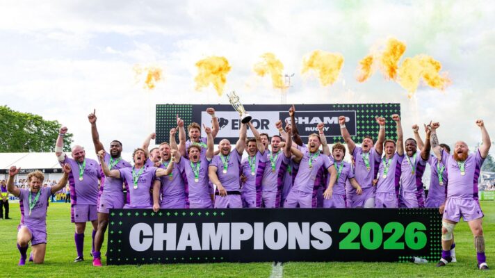 Worcester Warriors celebrate Champ Rugby final victory v Ealing Trailfinders