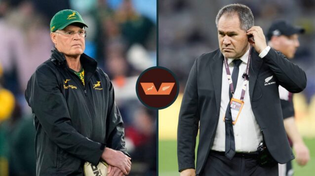 Springboks and All Blacks coaches Rassie Erasmus and Dave Rennie.