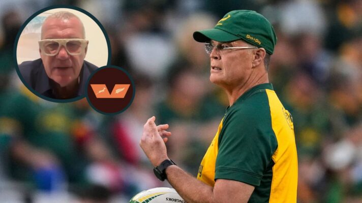 Springboks head coach Rassie Erasmus and All Blacks legend Sir John Kirwan (inset).