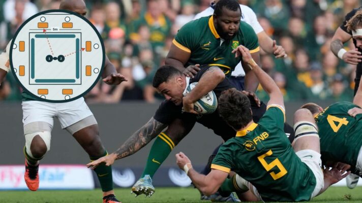 A breakdown during the 2024 clash between the Springboks and All Blacks.