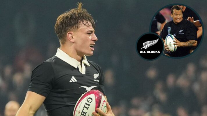 Current All Blacks fly-half Ruben Love and former New Zealand playmaker Carlos Spencer (inset).