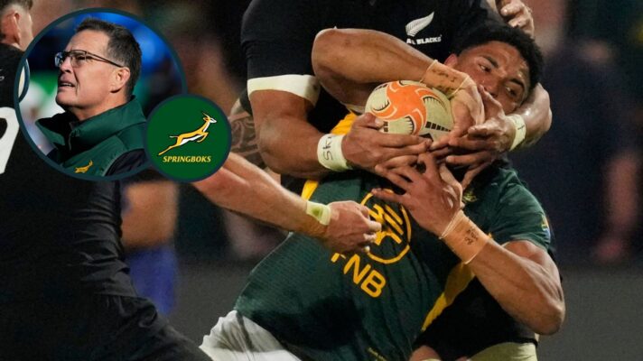 Springboks fly-half Sacha Feinberg-Mngomezulu struggled against the All Blacks.