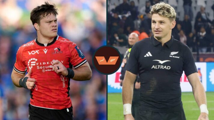 Lions full-back Quan Horn and All Blacks playmaker Beauden Barrett.