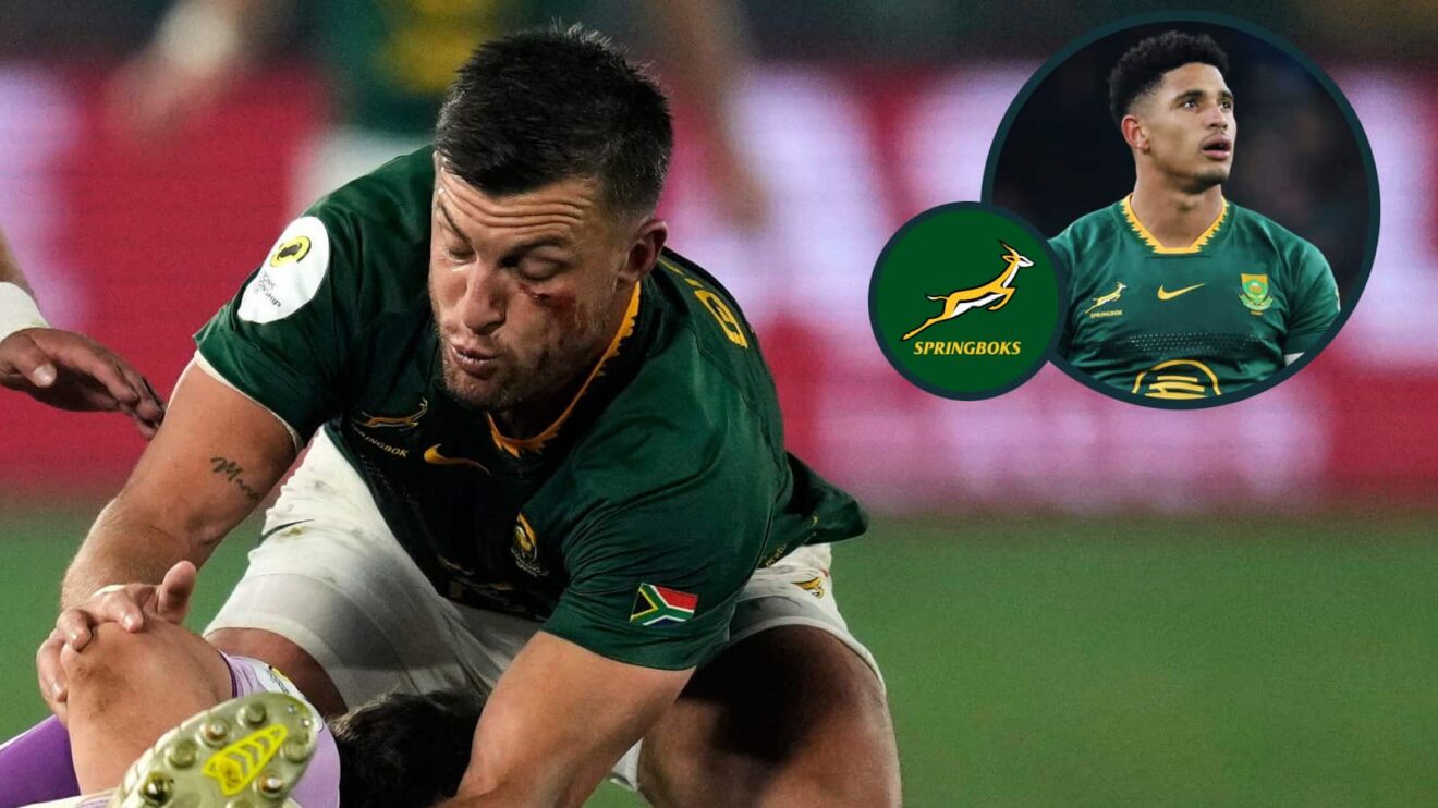 Springboks fly-halves Handre Pollard and Sacha Feinberg-Mngomezulu (inset).