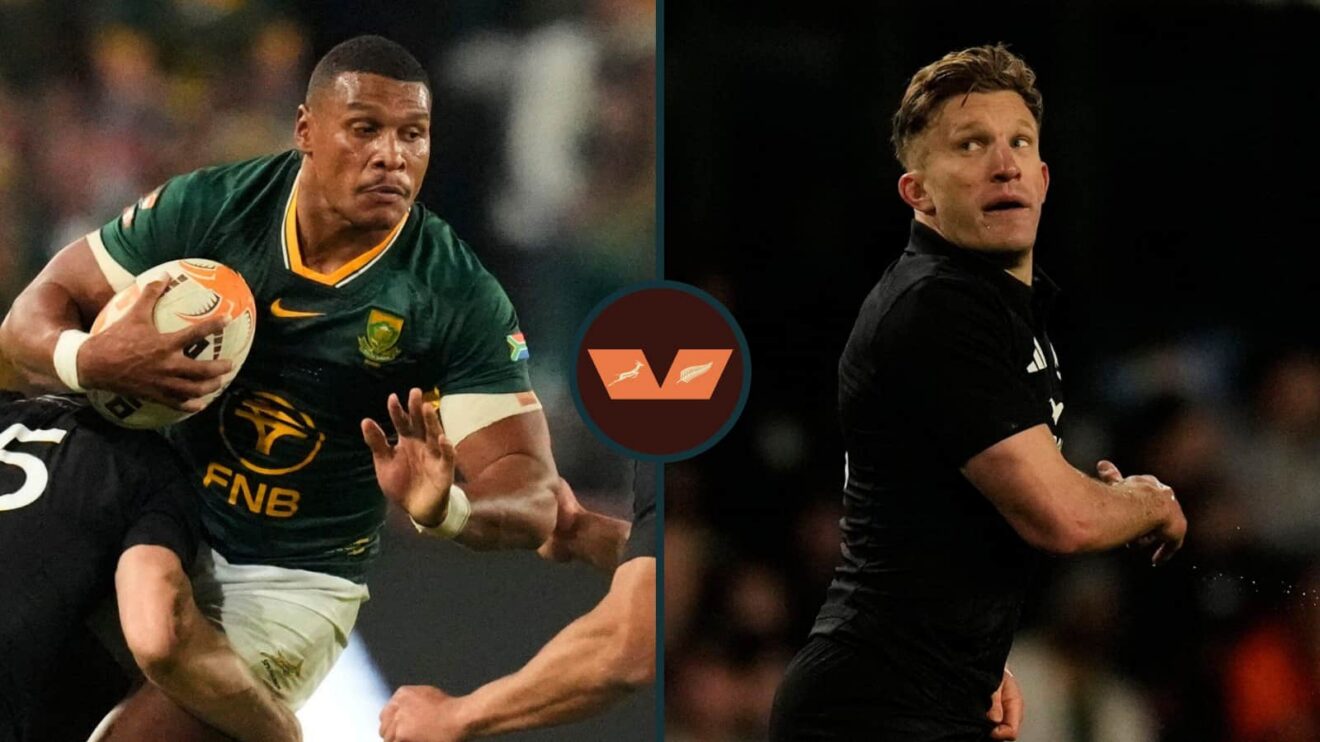 Springboks full-back Damian McKenzie and All Blacks' Damian McKenzie.