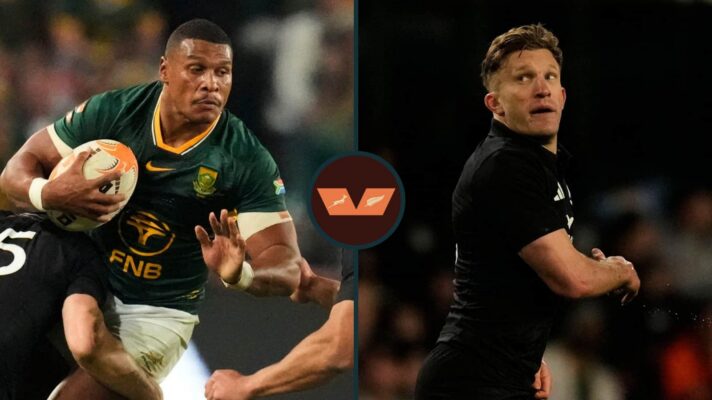 Springboks full-back Damian McKenzie and All Blacks' Damian McKenzie.