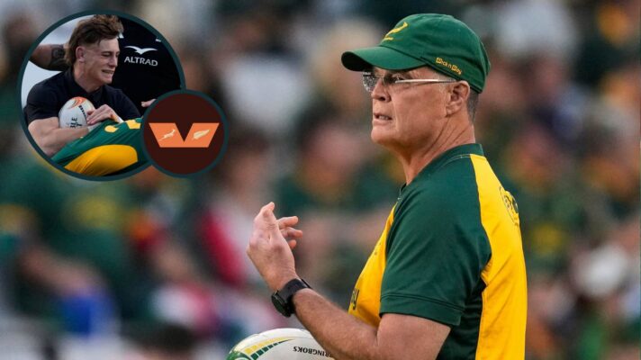 Springboks head coach Rassie Erasmus and All Blacks fly-half Ruben Love (inset).