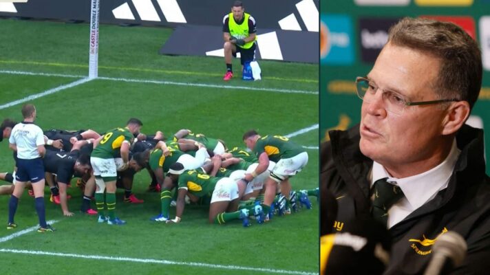 Springboks v All Blacks scrum and Rassie Erasmus.