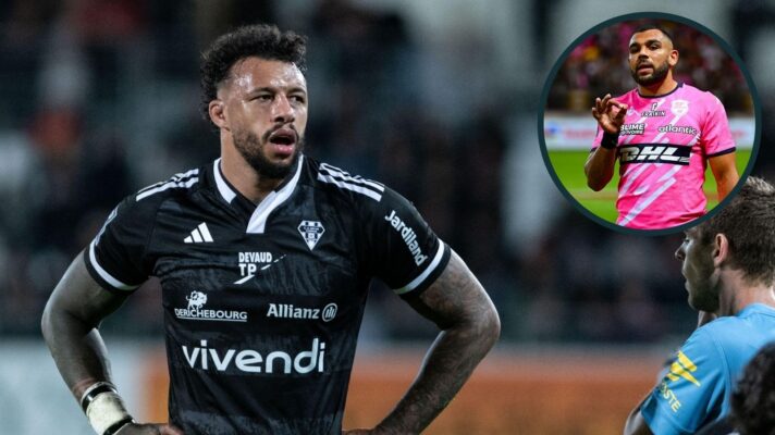 A two layered image of Courtney Lawes (left) and Joe Marchant (right)