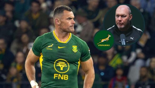Springboks centre Jesse Kriel and an inset of Schalk Burger