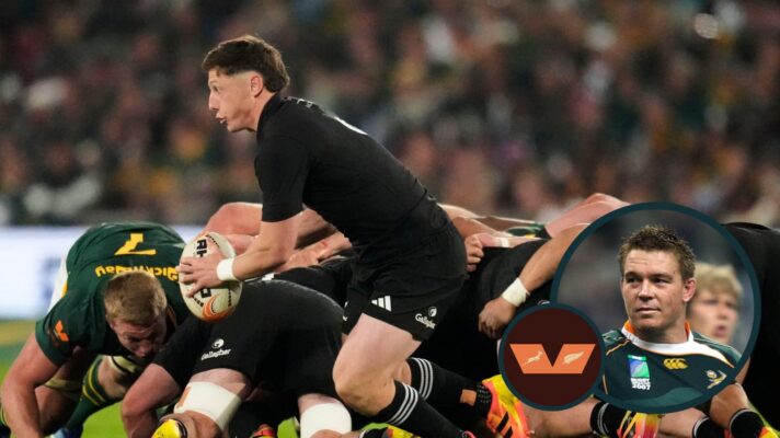 two layer image of All Black and Springboks rugby