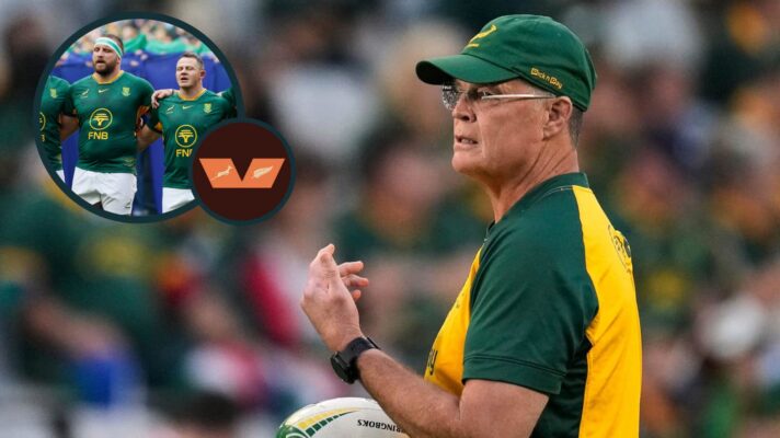Springboks head coach Rassie Erasmus and front-row duo Gerhard Steenekamp and Deon Fourie (inset).