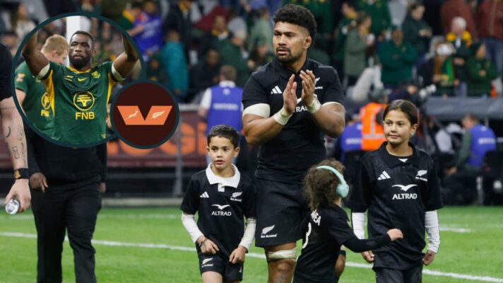 All Blacks captain Ardie Savea with his children after facing Springboks.