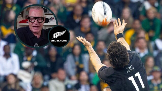 Leroy Carter in action against the Springboks and All Blacks legend Sir John Kirwan (inset).