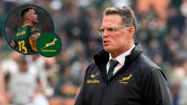 Springboks head coach Rassie Erasmus with an inset of Jesse Kriel.