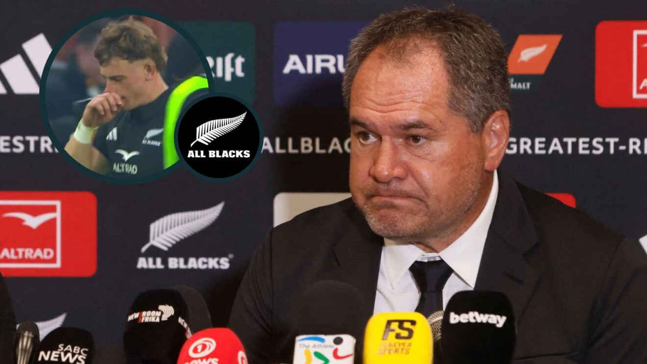 All Blacks boss Dave Rennie and an inset of fly-half Ruben Love.