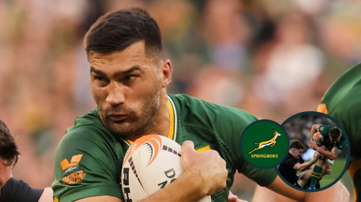 two layer image of Springbok and All Black rugby
