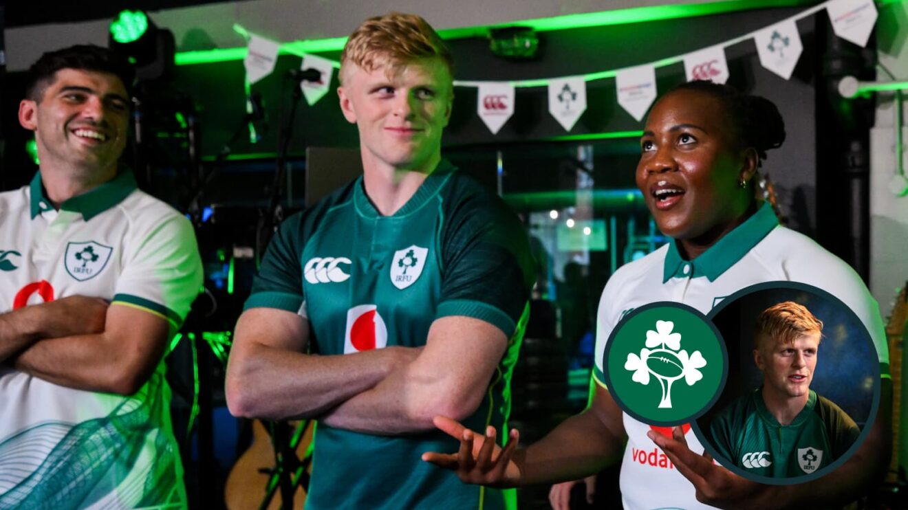 Two layer image of Ireland rugby