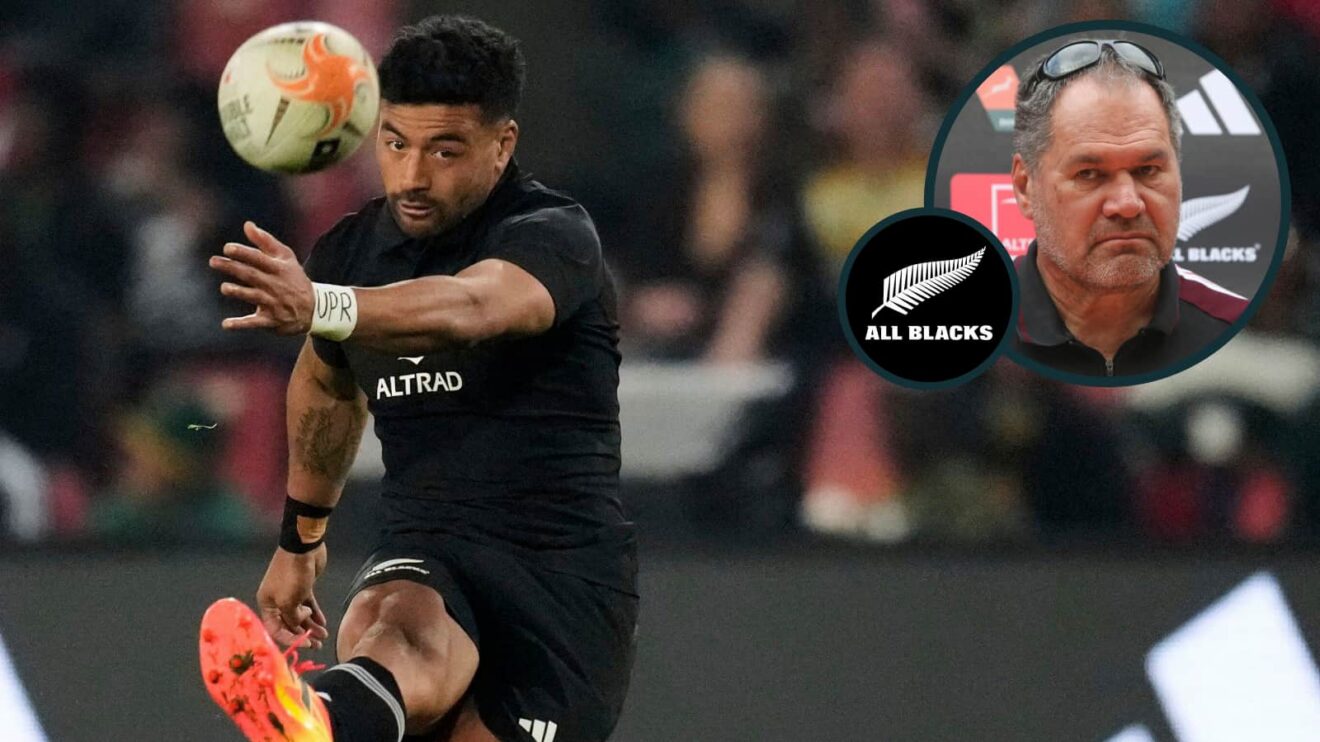 All Blacks fly-half Richie Mo'unga, who makes Test return, and head coach Dave Rennie (inset).