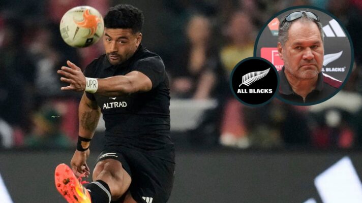 All Blacks fly-half Richie Mo'unga, who makes Test return, and head coach Dave Rennie (inset).