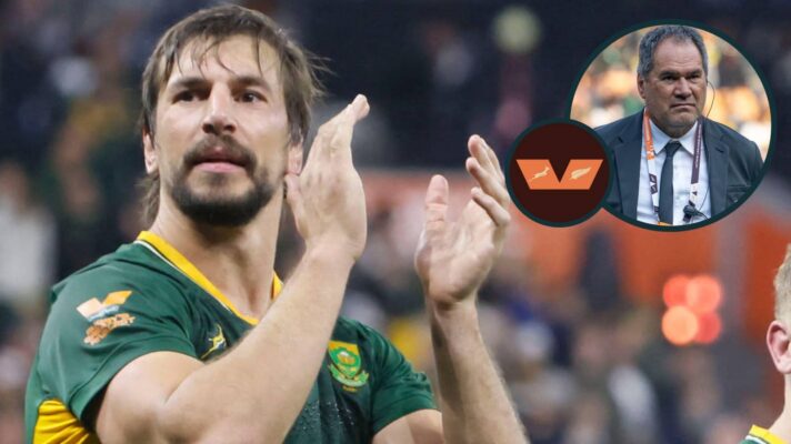 Springboks lock Eben Etzebeth and an inset of All Blacks boss Dave Rennie.