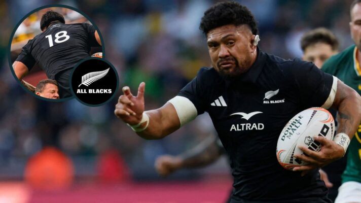 Ardie Savea and Tyrel Lomax (inset) in action for the All Blacks against the Springboks.
