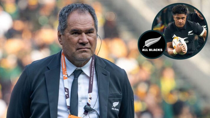 All Blacks head coach Dave Rennie and Wallace Sititi (inset) in action against the Springboks.