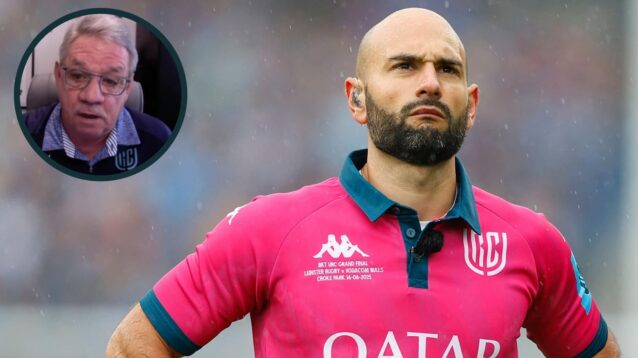 Andrea Piardi and an inset of head of match officials Tappe Henning.